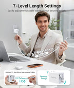 2026 Updated 40W Retractable Charger,4Port Travel Essentials Multiport,5-in-1 PD Wall Charger Block Plug+2.6ft Type C Cables, Fast Phone Charging Foldable Brick for iPhone 17/16/15 Pro Max,Galaxy
