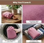 LFH Cotton Rich Shoe Storage Bags with Drawstring, Dustproof Breathable Reusable Organizer, Perfect For Travel, Dorm, Hotel, College, Gym, Easy to Carry, Machine Washable 8"x17" (Pack of 2) - Pink