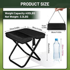 Ultra-Thin Portable Folding Stool - 1.97" Slim Fold, 0.99LB Lightweight, 200LB Capacity Camping Chair for Adults, Compact Collapsible Seat for Outdoor Fishing, Hiking, Events & Queue（Black）