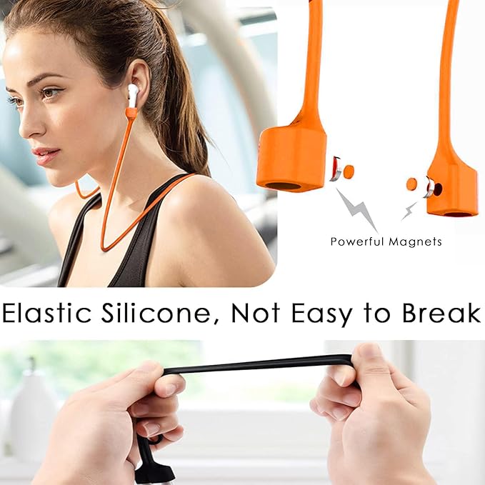 Mooyavia 1 Pack Ultra Strong Magnetic Straps, Soft Silicone Anti-Lost Neck Lanyard Compatible with Pro 3rd 2025, Orange