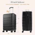 Sweetcrispy 28 Inch Carry on Luggage, Hard Shell ABS Suitcase with Double Spinner Wheels, Lightweight Expandable Rolling Suit Case with TSA Lock, Bronze Black