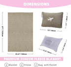 3 in 1 Travel Blanket Pillow Set - 350 GSM Thick Travel Blanket Airplane Compact with Bag, Soft Bag with a Pocket, Inflatable Travel Pillow for Camping & Car Trip (Light Coffee)