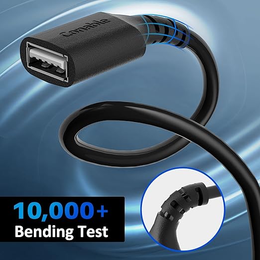 3 Pack USB Extension Cable 6 FT, USB 2.0 Type A Male to Female Extender Cord Adapter, Compatible with Printer, Keyboard, Mouse, Flash Drive, Hard Drive, Controller, Black Cable with 5 Cable Ties