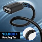 3 Pack USB Extension Cable 10 FT, USB 2.0 Type A Male to Female Extender Cord Adapter, Compatible with Printer, Keyboard, Mouse, Flash Drive, Hard Drive, Controller, Black Cable with 5 Cable Ties