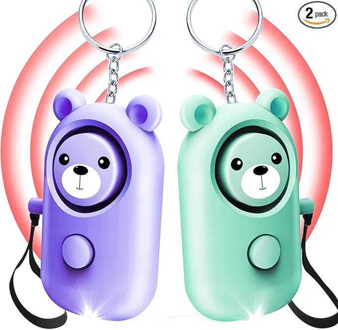 Personal Alarm for Women Kids and Elders Safe Sound, 130dB Siren Emergency Self-Defense Security Alarm Keychain Loudly with LED Light (Emerald+Violet)