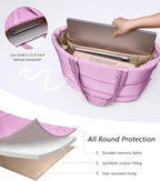 Puffer Tote Bag for Women, Lightweight Puffy Tote with Compartments, Shoulder Bag Crossbody Bags for Women Travel, Work, Gym