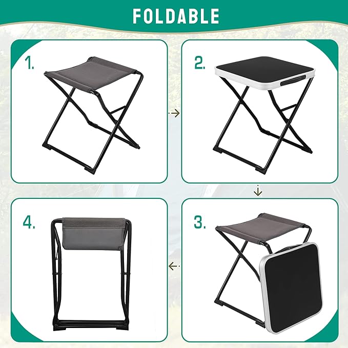 SUNNYFEEL 3 in 1 Folding Camping Table, Stool, and Footrest, Lightweight Portable up to 300 LBS, Easy to Carry for Beach, Fishing, Trip, Picnic, Lawn, Concert Outdoor