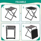 SUNNYFEEL 3 in 1 Folding Camping Table, Stool, and Footrest, Lightweight Portable up to 300 LBS, Easy to Carry for Beach, Fishing, Trip, Picnic, Lawn, Concert Outdoor