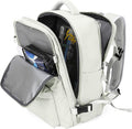 WONHOX Large Travel Backpack Women, Carry On Backpack, Hiking Backpack Waterproof Outdoor Sports Rucksack Casual Daypack with USB Charging Port Shoes Compartment, Moon White