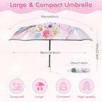 Kids Folding Umbrella Auto Open/Close Umbrellas for Rain Round Corner Safe Design UV Resistant Automatic Children Travel Umbrellas Reinforced Canopy 360° Reflective Strip Lightweight for Girls & Boys