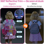 Bagseri Clear Backpack for Girls - 15 Inch Heavy Duty Kids Clear Bookbag for Kindergarten to Grade 2, Transparent School Bag with Reflective Strip, Fits Folders, Rose Pink Butterfly