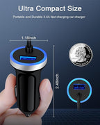 Cell Phone Car Charger for Samsung Galaxy A17 A16 A25 A15 5G A13 A14 A24 A03s S26 S25 S24 Ultra iPhone 17e 17 16e 16, USB C Cigarette Lighter Adapter Usbc Cord Fast Charging Typec Cargador Cable Auto