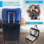 2 Pcs Shoe Bag for Travel with Handle Travel Shoe Organizer Portable Luggage Shoe Storage Bag for Multiple Shoes (Black, Blue)