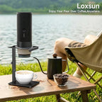 Portable Coffee Maker Stand,Adjustable-height Pour Over Dripper Stand with Base,Espresso Machine Holder for Home,Desk,Travel,Camping( Square/Black)