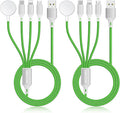 2Pack Multi Charging Cable for Apple Watch Charger 4 in 1 Travel Essentials RV Camping Essentials USB C/L/Micro Compatible with iWatch Series 11-1/iPhone 17/16/15/Android Airplane Gadgets-4FT/Green