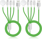 2Pack Multi Charging Cable for Apple Watch Charger 4 in 1 Travel Essentials RV Camping Essentials USB C/L/Micro Compatible with iWatch Series 11-1/iPhone 17/16/15/Android Airplane Gadgets-4FT/Green