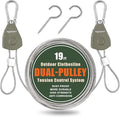 Vigorport Outdoor Retractable Clothesline Portable Travel Clothes Line Wire Ropes with PVC Coating Heavy Duty Rope Pully System for Camping, RV, Indoor Backyard（19Ft）