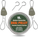 Vigorport Outdoor Retractable Clothesline Portable Travel Clothes Line Wire Ropes with PVC Coating Heavy Duty Rope Pully System for Camping, RV, Indoor Backyard（19Ft）