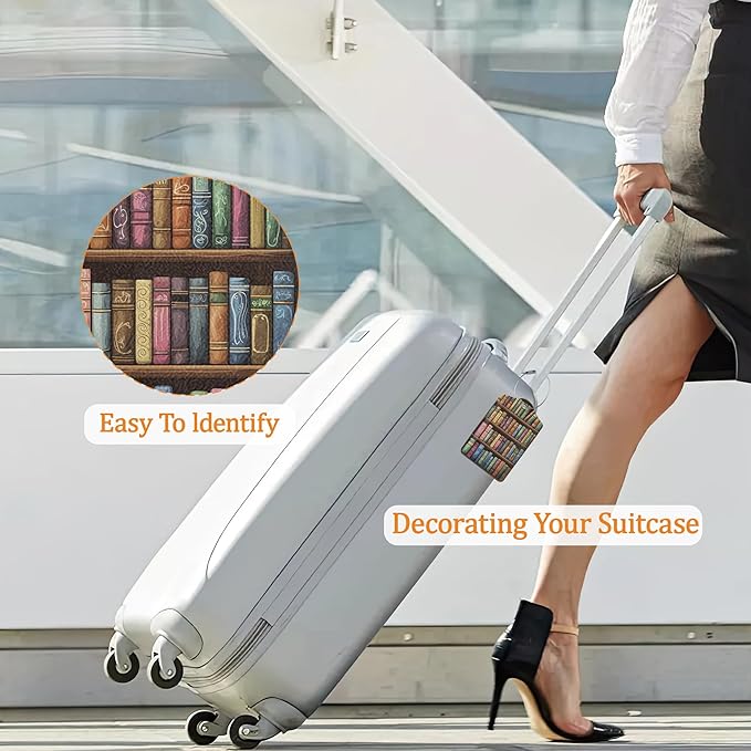 Vintage Book Luggage Tags for Suitcase 3 Pack, Privacy Cover ID Label with Stainless Steel Loop and Address Card for Travel Bag Suitcase