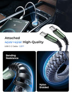 AINOPE 90W for iPhone 17/16/15 Pro Max Car Charger USB C Fast Chage, [Mini&Metal] Invisible Cigarette Lighter Adapter with 3FT USB C to C Cable, Car Accessories for Mother Him Her, Adapter for iPhone