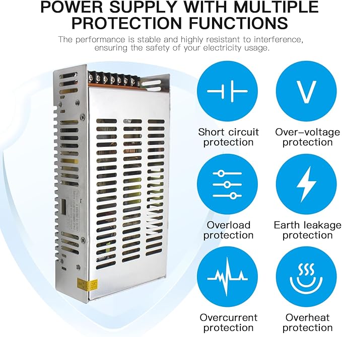 MK-SMPS-S250-24 MAKERELE DC 240W Power Supply Switching Converter, AC 110V-220V to DC 24V Transformer Driver Adapter, Universal Regulated Switching 10A for Strip 3D Printer CCTV Camera Motor Pump