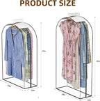 Upgraded Thickened Clear Garment Bags for Hanging Clothes 4 Packs, 10“ Gusseted Clothes Hanging Storage Bags for Closet, Shirts, Coats, Dresses (32 & 40 inch)