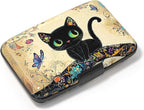 Credit Card Holder, Mini Aluminum Card Wallet RFID Blocking Slim Metal Hard Card Case for Women Men, Cat on Branch