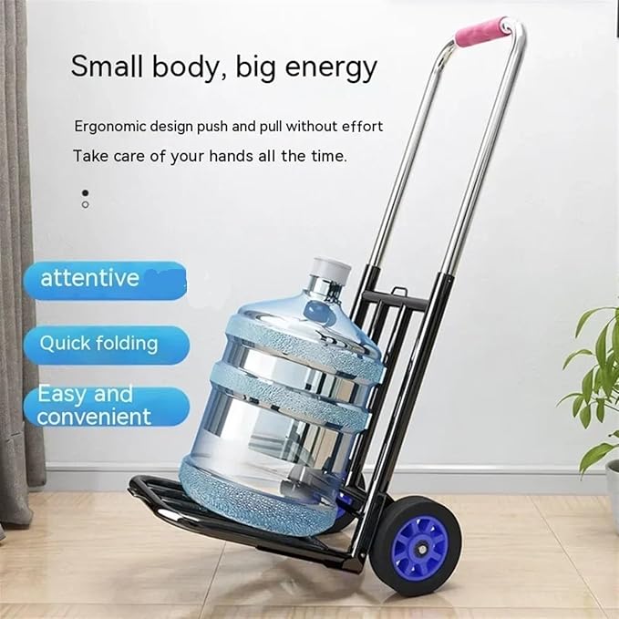 Portable Folding Hand Truck Retractable Trolley Cart for Shopping Luggage & Camping Heavy Duty Household Trailer Compact Design for Easy Transport (Medium)