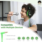 rockpapa Comfort Kids Headphones for School, Lightweight Foldable Portable Childs Boys Girls Teens Headphones Wired 3.5mm with 4.9ft Cord for Travel Airplane Tablet Phone Laptop Black/Green+White/Blue
