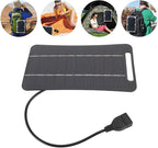 Hilitand 5W 5V USB Solar Panel Charger, Portable Monocrystalline Silicon Handheld Solar Panel for Camping Travel Outdoor (Black)