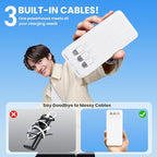Portable Charger 50800mAh Power Bank with 3 Built in Cables,25W PD QC4.0 Fast Charging USB C Battery Pack,6 Outputs 2 Inputs Travel Essentials Phone Charger for iPhone 17/16/15,Google,Android,White