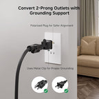 [UL Listed] Cable Matters 3-Pack 2 Prong to 3 Prong Outlet Adapter, 3P to 2P Plug Adapter - Converts a 2Prong Outlet to Support 3Prong Plugs, Black