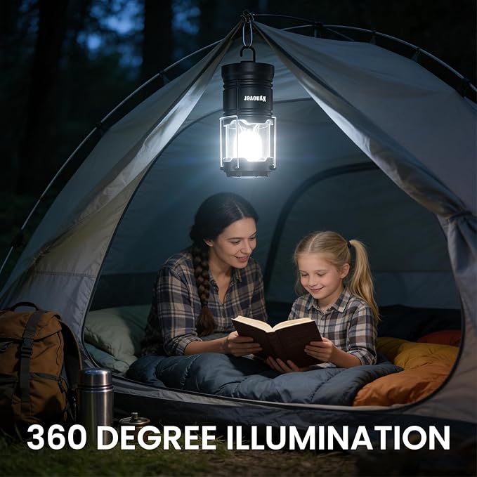 4-Pack Portable Camping Lanterns,LED Battery Powered Lights Tent Lamp Magnetic Base,Hanging Hook,Collapsible, Waterproof for Emergency, Hiking,Hurricane,Campsites,Lanterns for Power Outages