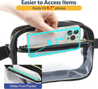 Packism Clear Fanny Pack for Women Stadium Approved - Quilted Clear Belt Bag, Adjustable Strap Fits 35-51 Inches, Transparent Waist Bag for Sports Concerts Festivals, Black