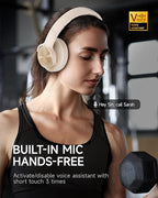 Picun B8 Bluetooth Headphones, 120H Playtime Headphone Wireless Bluetooth with 3 EQ Modes, Low Latency, Hands-Free Calls, Over Ear Headphones for Travel Home Office Cellphone PC Khaki White