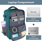 Taygeer Carry on Backpack for Men Women, Luggage Laptop Backpack for Airplane Travel with Water Bottle Pocket, 35L Water Resistant Gym Weekender Bag for College Gift, Peacock Blue