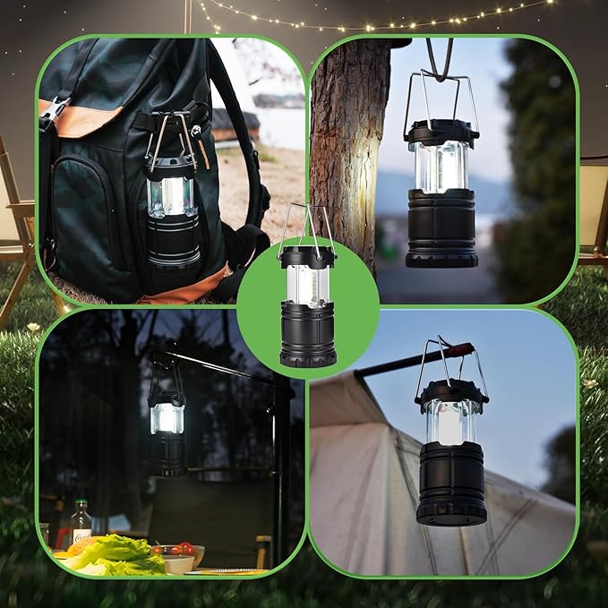 KPKJOO Lantern Collapsible Camping Light, Battery Operated Lanterns LED Super Bright for Power Outages Indoor Emergency Outdoor Camping Hiking Kit (6, COB)