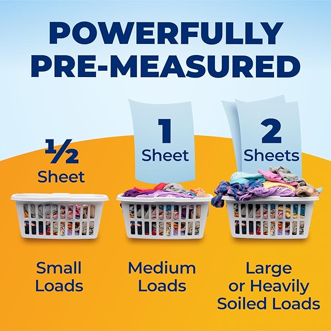 ARM & HAMMER Power Sheets Laundry Detergent, Fresh Breeze Scent, No Mess, Lightweight and Travel-Friendly, 35 Count, Up to 70 Small Loads (Pack of 6)