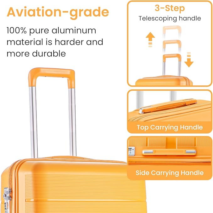 4 Piece Luggage Set, Hardside Expandable Lightweight Suitcase with 360° Mute Spinner Wheels Luggage Sets, TSA Lock, 14/20/24/28 Inch Travel Luggage for Men, Women and Girls (Orange 2)