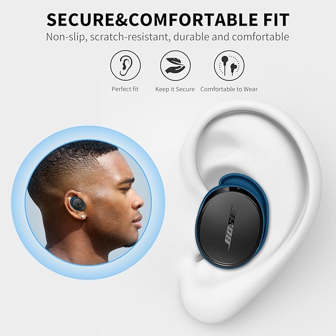 [3 Pairs] Ear Tips Covers for New Bose QuietComfort Earbuds, Sport Anti-Slip EarTips Silicone Anti Scratches Replacement Ear Covers Earbuds Accessories (S/M/L) (Blue)