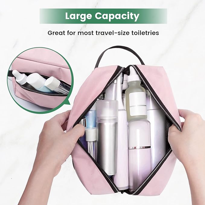 Carbrea Toiletry Bag for Women - Makeup bag Small Pouch for Toiletries, Cosmetics, Accessories, Gifts, Travel Organizer - Pink