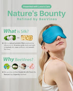 BeeVines 100% Real Mulberry Silk 2 Pack Sleep Mask, Pure Silk Eye Masks with Adjustable Strap for Sleeping, 100% Block Light Eye Shade Cover, Reduces Puffy Eyes Traveling Gifts(Black & Peacock Blue)