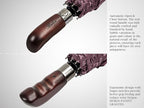 Balios Travel Folding Umbrella with Real Wood Handle Auto Open Close Vented Windproof Canopy - Designed in UK