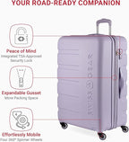 SwissGear 7366 Signature Hardside Expandable Luggage with Spinner Wheels, TSA Lock, Evening Haze, Checked-Large 27-Inch