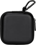 Ginsco Mini-Portable Hard Shell Square Earbuds Case for Apple EarPods/Samsung Galaxy Wired/Wireless Earbuds, Cell Phone Accessories Organizer with Carabiner for Earphones Tech Pouch, Black-PU