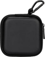 Ginsco Mini-Portable Hard Shell Square Earbuds Case for Apple EarPods/Samsung Galaxy Wired/Wireless Earbuds, Cell Phone Accessories Organizer with Carabiner for Earphones Tech Pouch, Black-PU