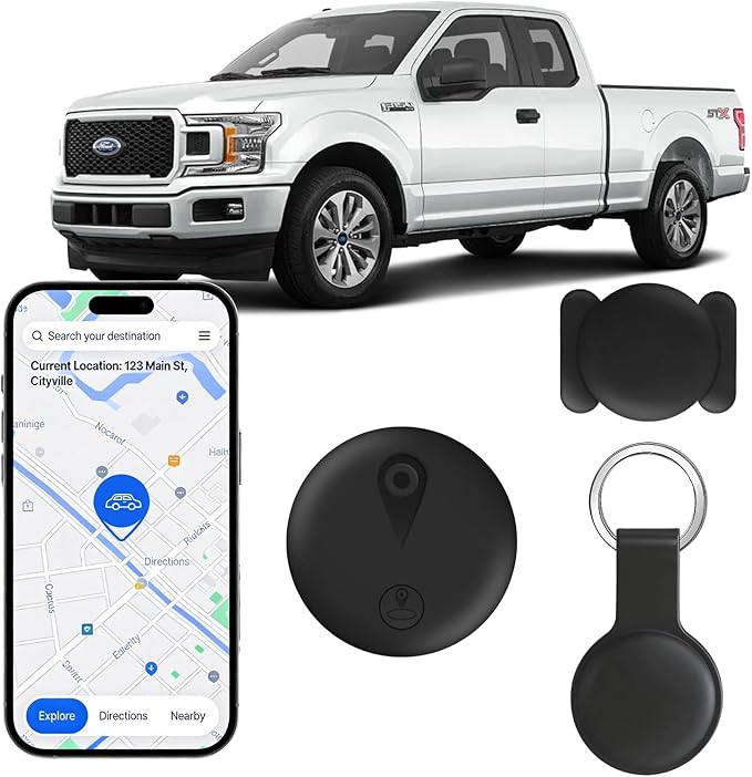 GPS Tracker for Vehicles, No Subscription or SIM Required, Hidden Vehicle Locator, Magnetic Waterproof, Accurate Tracking, 365-Day Battery Life, iOS Only (Black)