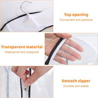 4 Pack Full Clear Garment Bags with Side Zipper, 40" Clothes Covers with 10" Gusset, Transparent Hanging Suit & Coat Covers for Closet Storage, Jackets, Dresses, Windbreakers