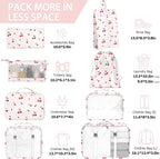KPX 8 Set Packing Cubes for Travel, Luggage Packing Organizers Accessories Large Toiletries Bag for Clothes Shoes Cosmetics (Cherry)