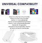 10FT iPhone 17 16 15 Fast Charger, 20W iPhone 17 Charger Fast Charging USB C Block Cube with 10FT Long USBC to USBC Cable for iPhone Air/17 Pro/17 Pro Max/16 Pro Max/16Pro/16/15Pro/15 Plus/15,iPad Air